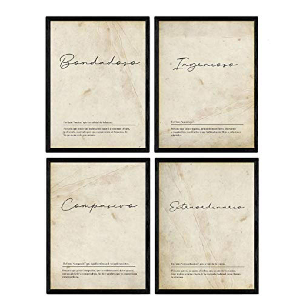 POSTER Set mit 4 Wortdefinitionen zu männlichen Paar Nordic Weißer A4 Rahmenlos - Klar, Papier (29.7/3cm) - Nacnic