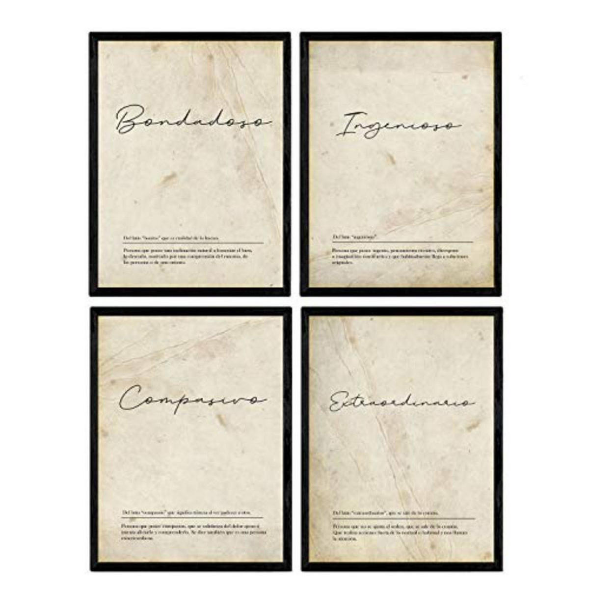 POSTER Set mit 4 Wortdefinitionen zu männlichen Paar Nordic Weißer A4 Rahmenlos - Klar, Papier (29.7/3cm) - Nacnic