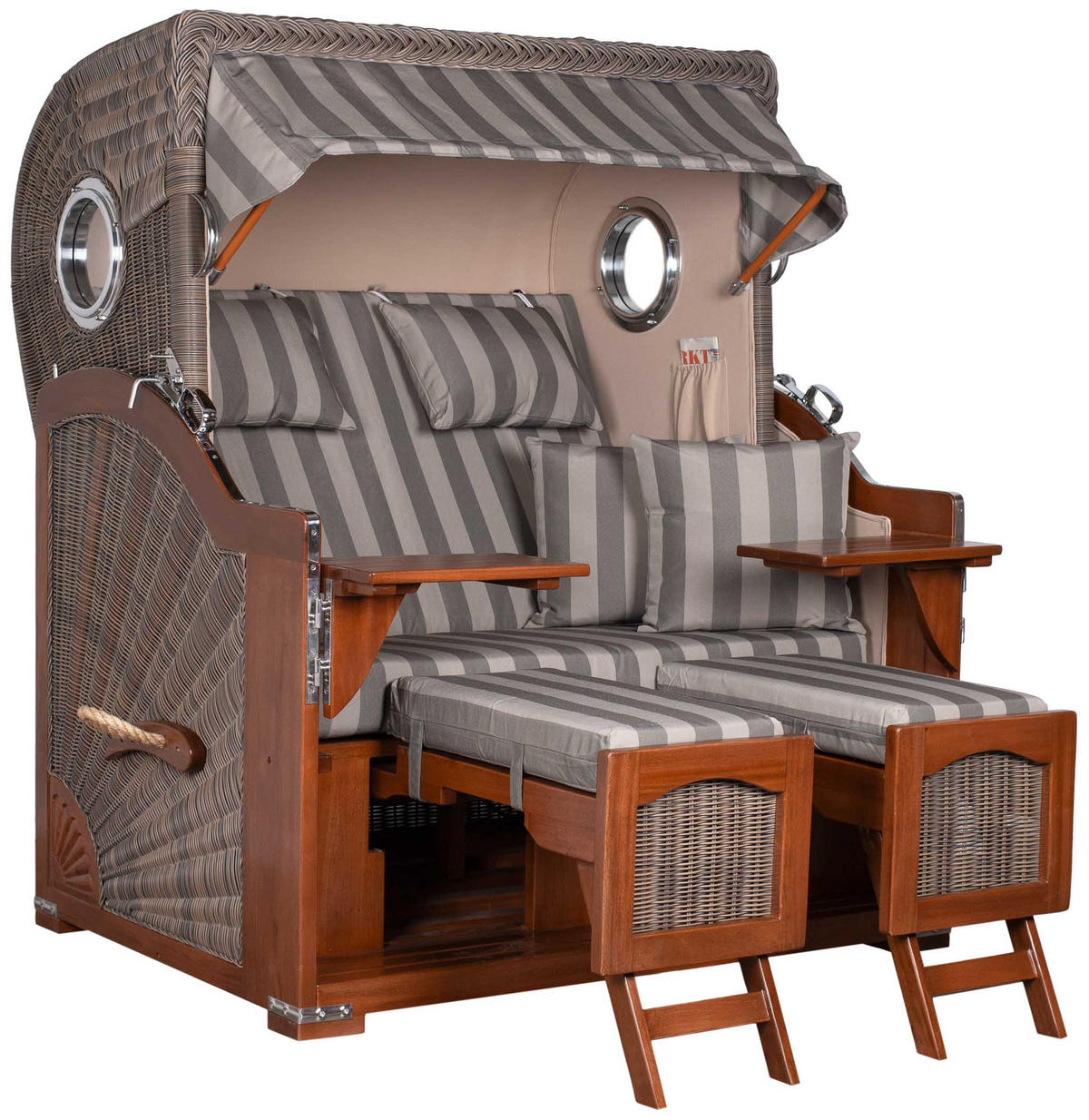 STRANDKORB XXL Düne Grande 2,5 Sitzer - Braun/Grau, Metall (142/170/95cm) - Mr. Deko