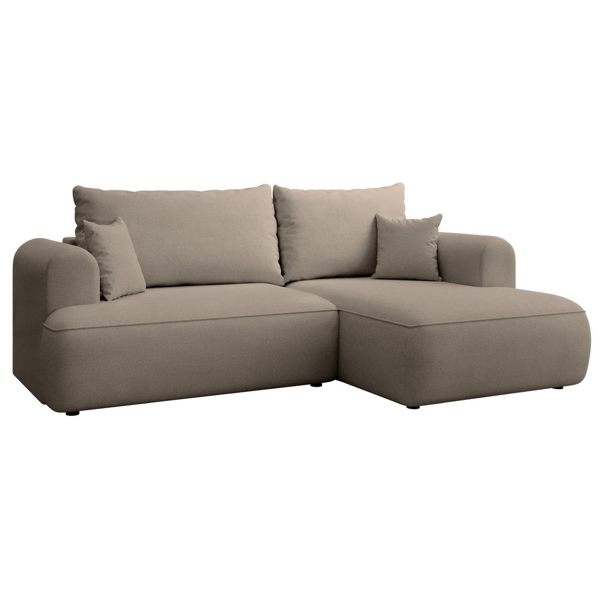 ECKSCHLAFSOFA Ovo Mini Greige Easy-Clean-Chenille-Bezug - Taupe/Schwarz, Kunststoff/Textil (156/238cm) - Selsey