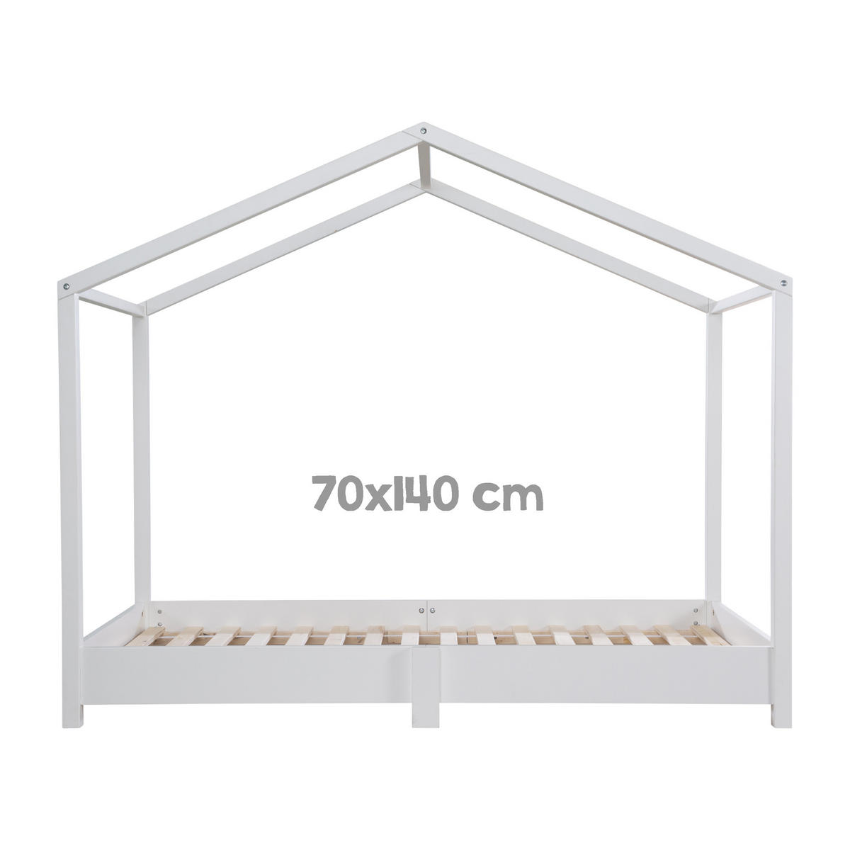 HAUSBETT 70 x 140 cm Bodentief inkl. Latterost weiß - Weiß, Holzwerkstoff (70/140cm) - Roba