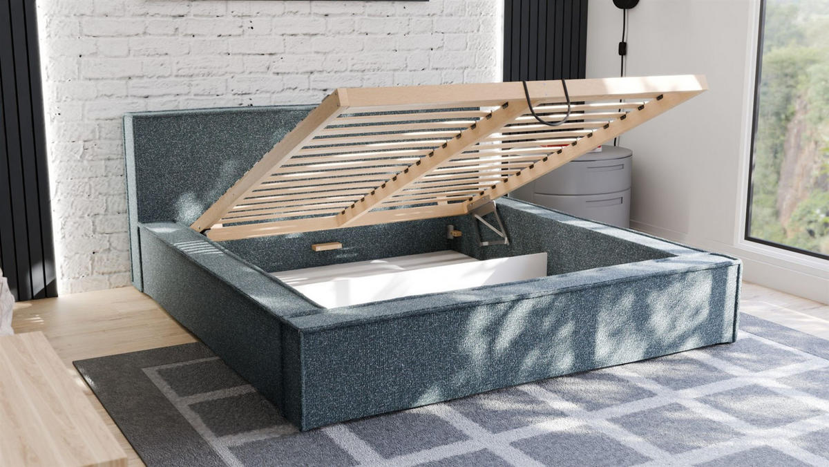 POLSTERBETT Aldana In Puente - Blau, Holzwerkstoff/Textil (120/200cm) - Fun Möbel