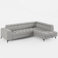 ECKSOFA CANDY CANE Rechts Grau Bouclé-Stoff mit Schlaffunktion und Bettkasten - Grau, Textil (264/192cm) - Barchello