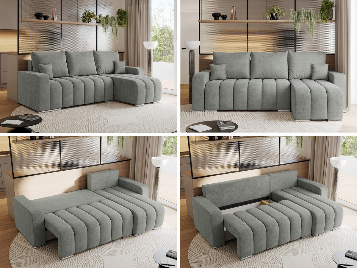 ECKSOFA KIRASSO L Grau Stukture - Grau, Textil (245/147cm) - MKS