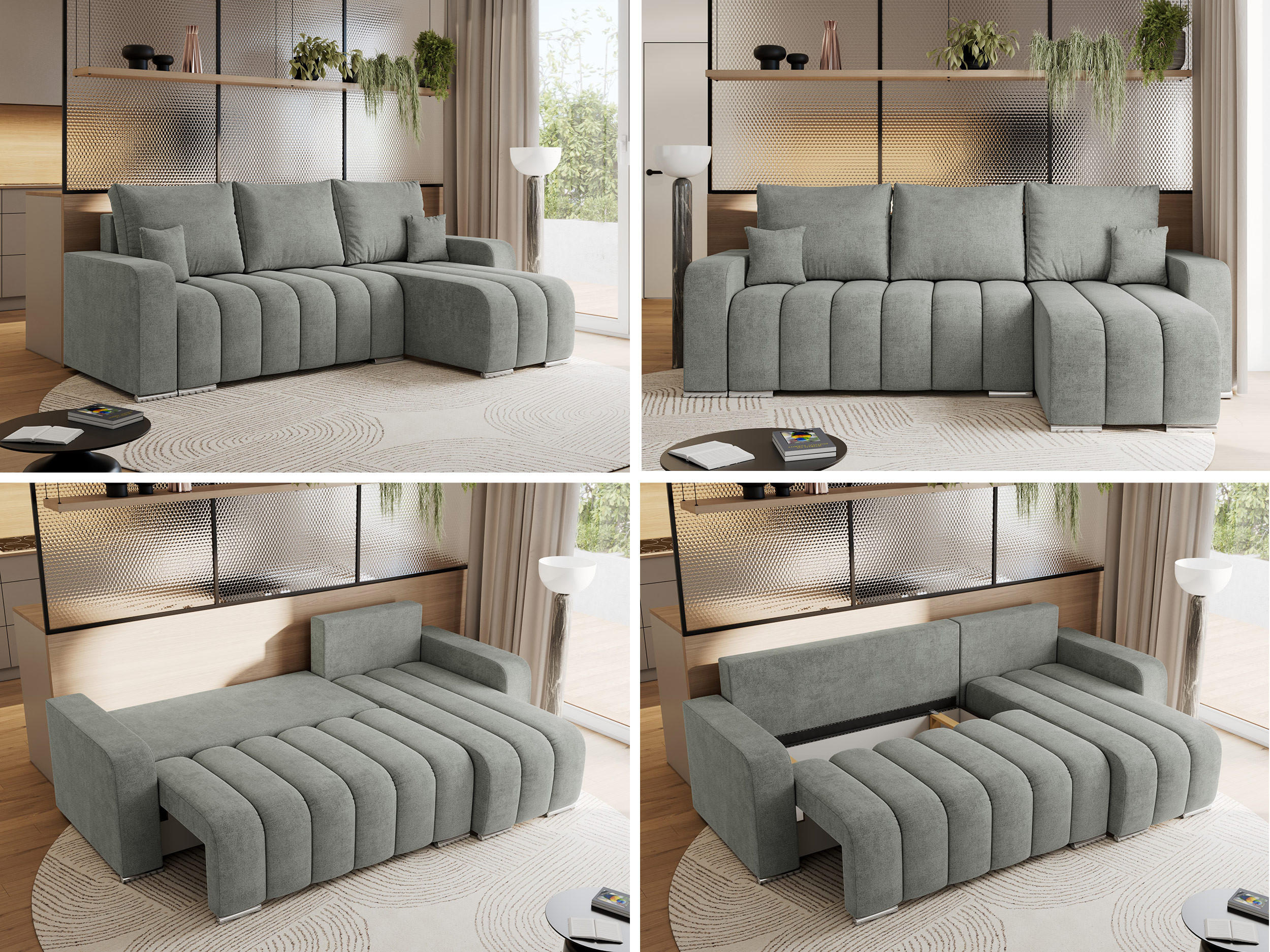 Thumbnail - MKS Ecksofa, Grau, Textil, 3-Sitzer, L-Form,L-Form, 245x147 cm, Oeko-Tex®, Wohnzimmer, Sofas & Couches, Wohnlandschaften...