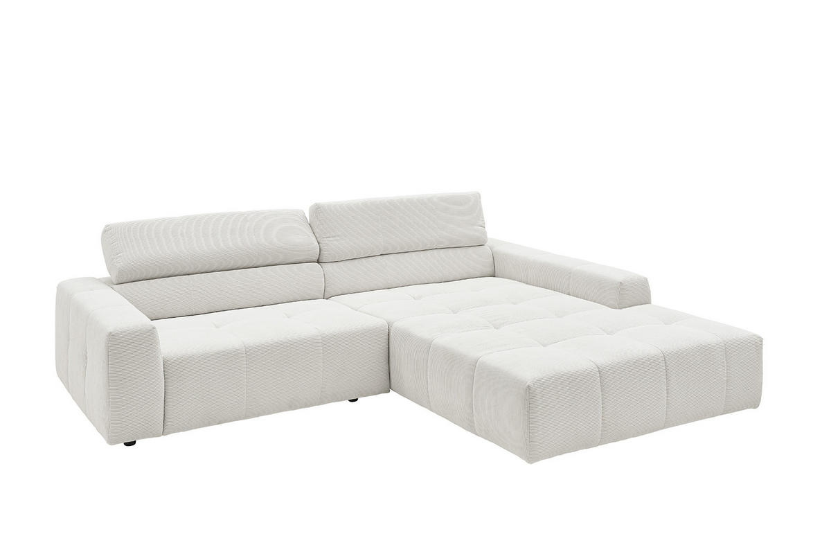 ECKSOFA RENO Weiß Cord - Schwarz/Weiß, Kunststoff/Textil (258/217cm) - KAWOLA