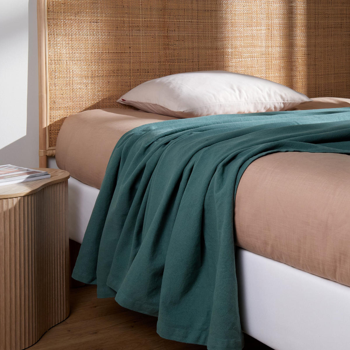 BAUMWOLLBETTDECKE Taromina - Dunkelgrün, Textil (200/220cm) - home&you