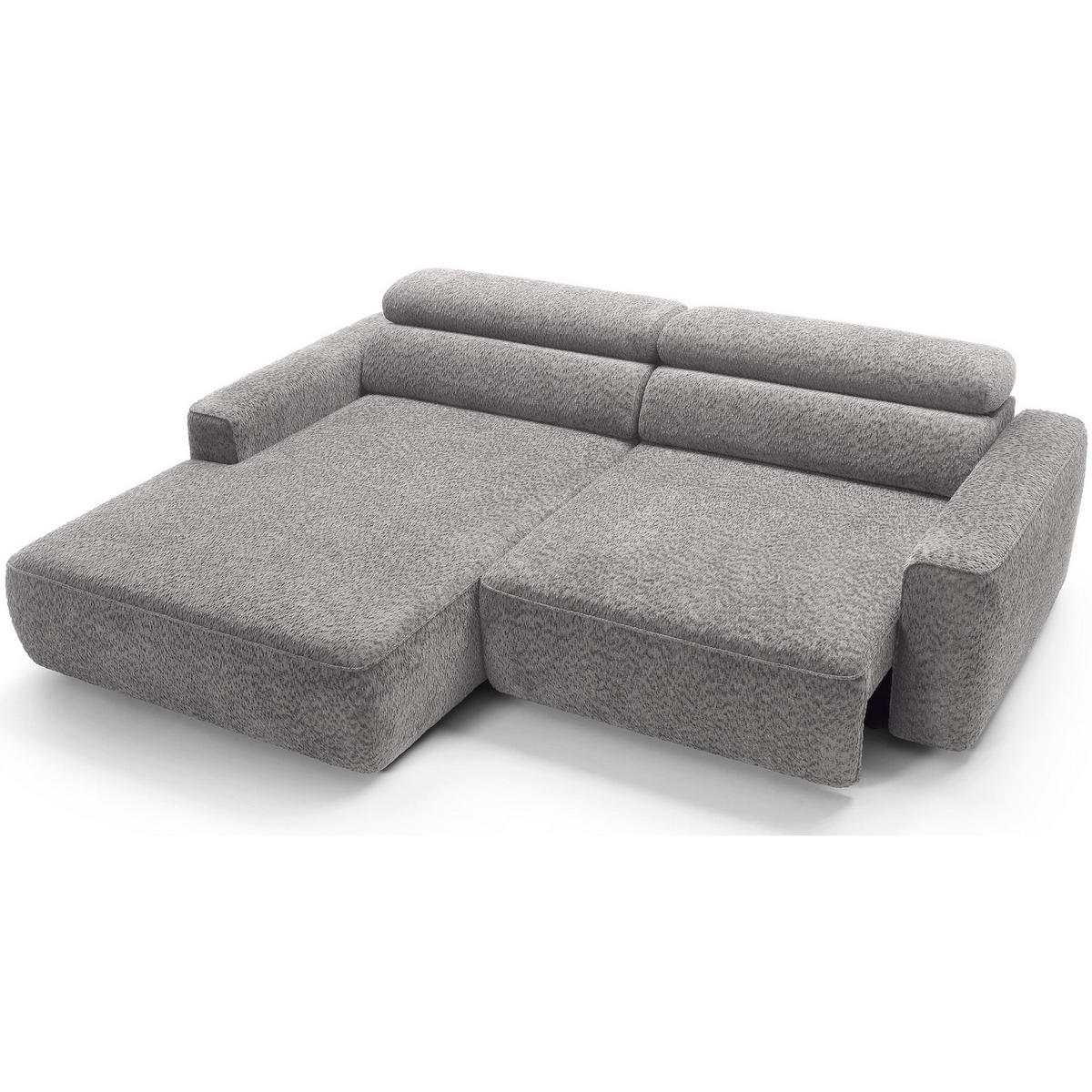 ROHOVÁ pohovka Fando s elektricky výsuvným sedákem, světle šedý ženil, levá - černá/světle šedá, textil/plast (252/182cm) - Selsey