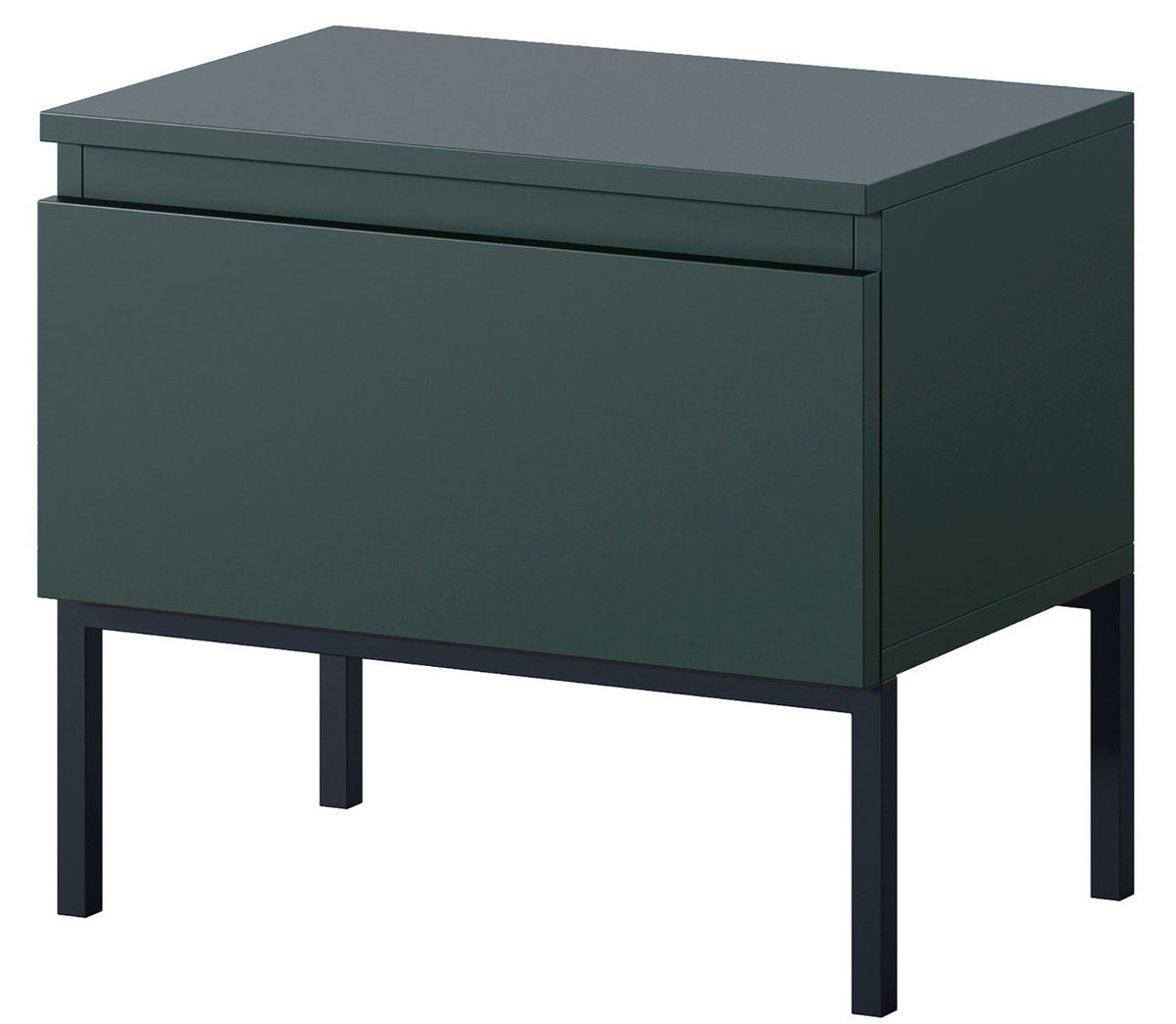 NOČNÝ STOLÍK Bemmi tmavozelená s kovovým rámom 50 cm - čierna/tmavozelená, kov/kompozitné drevo (49/43/32cm) - Selsey