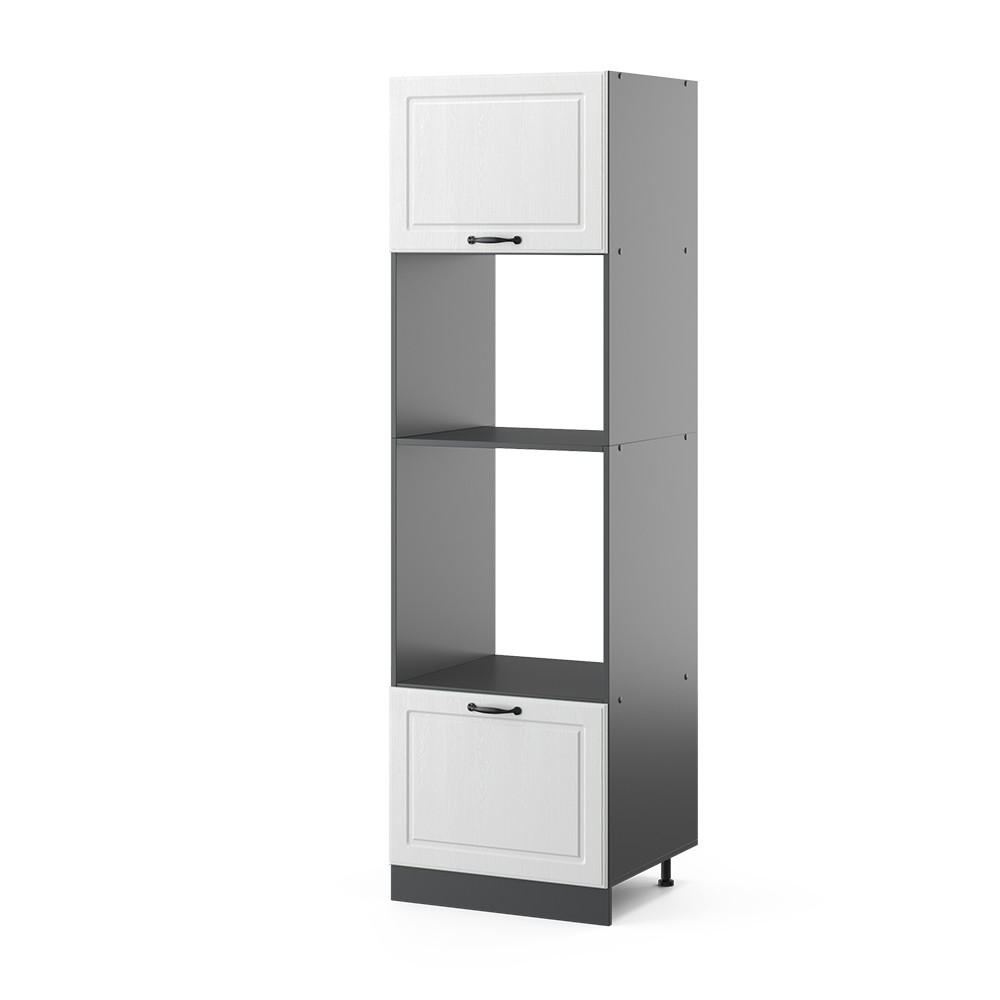 MIKROWELLENSCHRANK R-Line Weiß Landhaus 60 cm - Anthrazit/Weiß, Holzwerkstoff (60/206.8/57.2cm) - Vicco