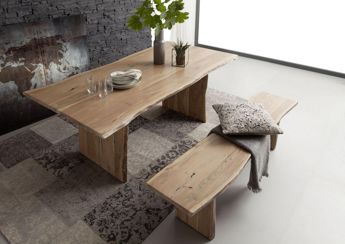 BAUMTISCH Akazie 160x100x76 natur lackiert PURE ACACIA #113 - Naturfarben, Holz (160/100/76cm) - Massivmoebel24