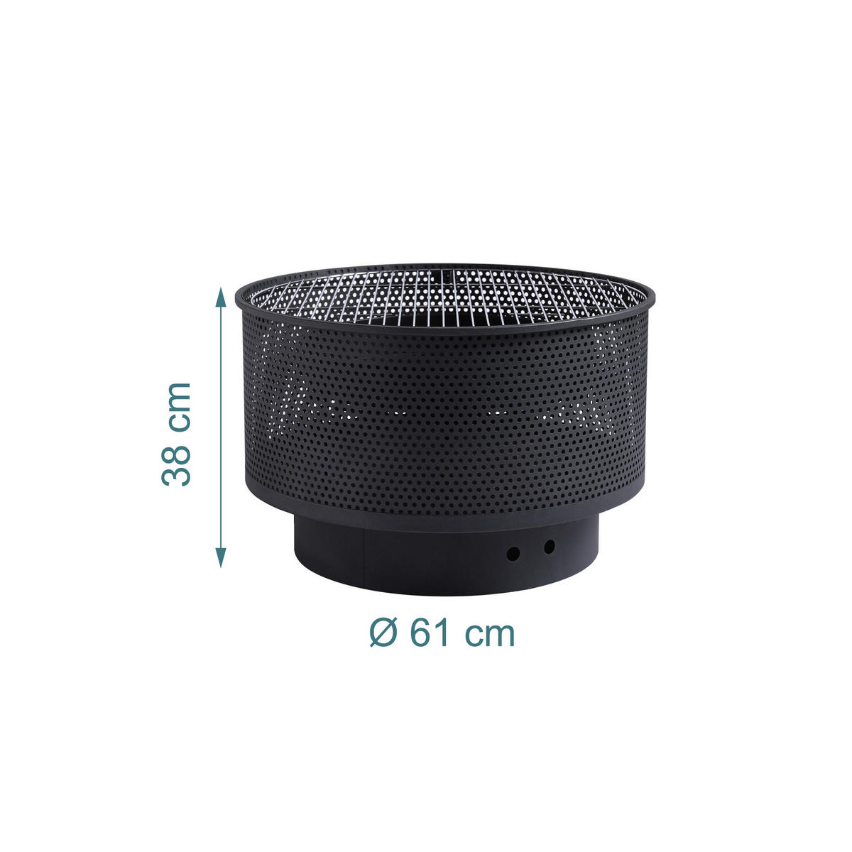 FEUERSCHALE - Schwarz, Metall (61/38/61cm) - Relaxdays