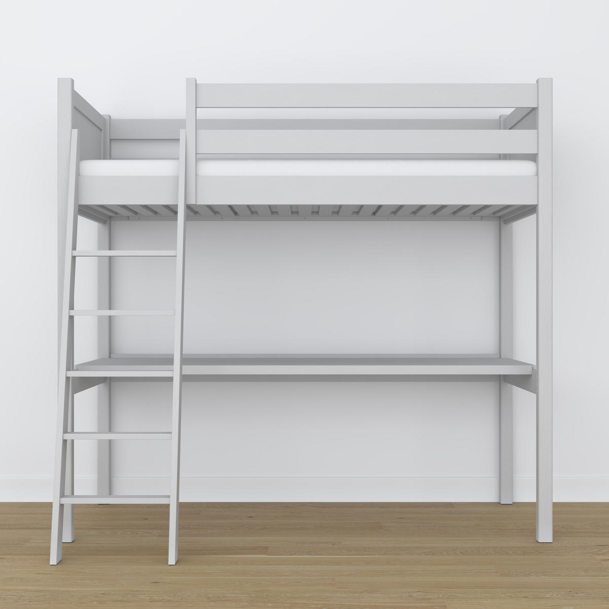 HOCHBETT N04 mit Schreibtisch Grau 80/200 - Grau, Naturmaterialien/Holz (80/200cm) - N-Wood
