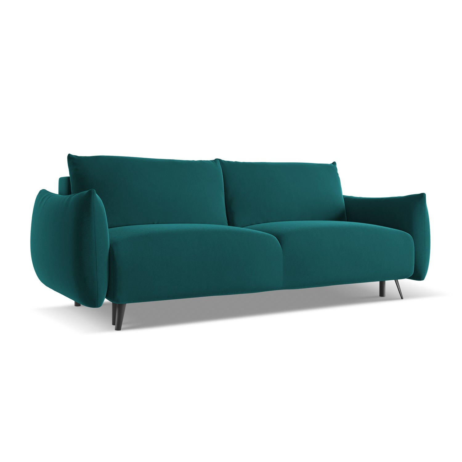 3-SITZER SOFA mit Schlaffunktion Samt Stoff Blau - Blau/Petrol, Textil/Metall (230/86/105cm) - LaMiaSofa