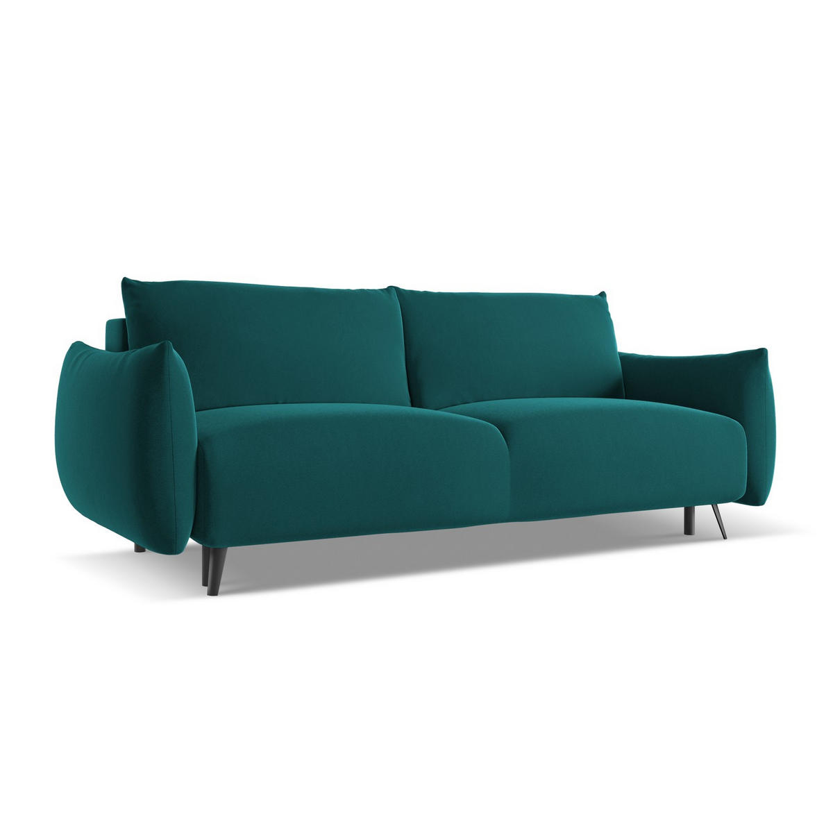 3-SITZER SOFA mit Schlaffunktion Samt Stoff Blau - Blau/Petrol, Textil/Metall (230/86/105cm) - LaMiaSofa