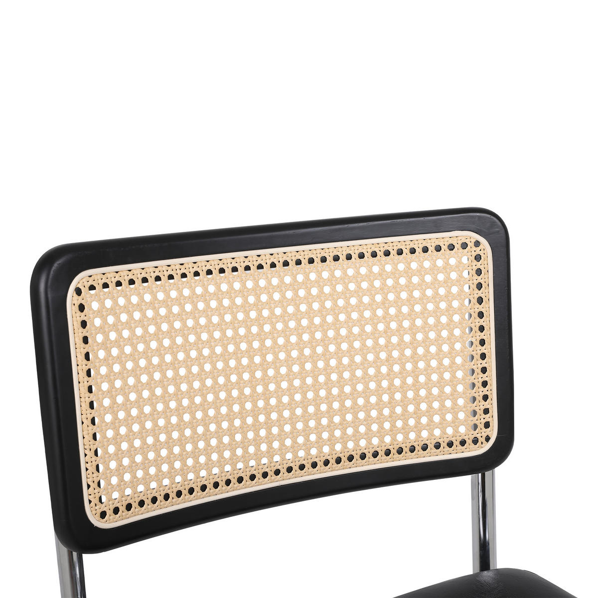 ESSZIMMERSTUHL 2er-Set mit Rattanlehne und PU-Polster, Schwarz - Schwarz, Kunststoff (50/85/61cm)