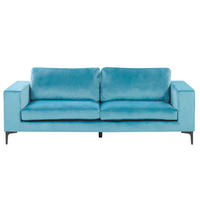 3-SITZER-SOFA Samtstoff Hellblau Vadstena - Hellblau, Textil (215/82/87cm) - Beliani