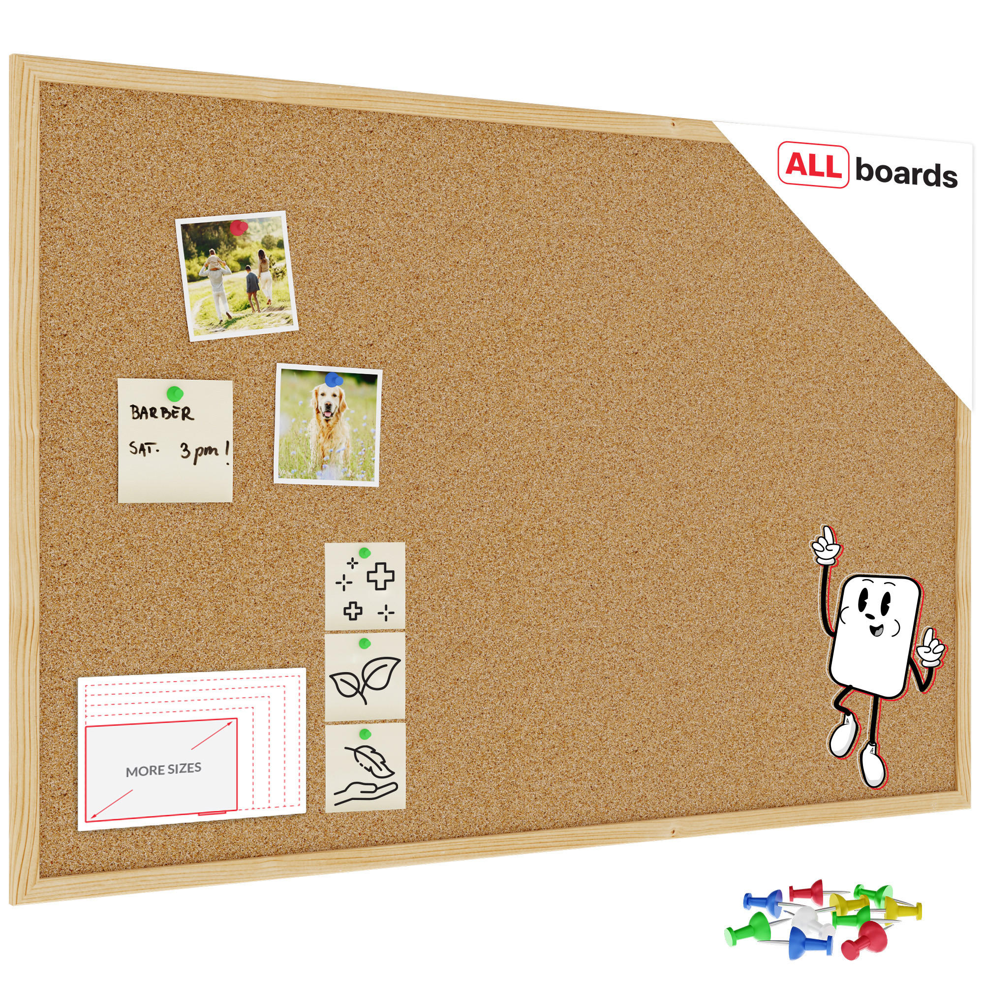 PINNWAND mit Naturholzrahmen 90x60cm - Braun, Holz (90/60/1.5cm) - ALLboards