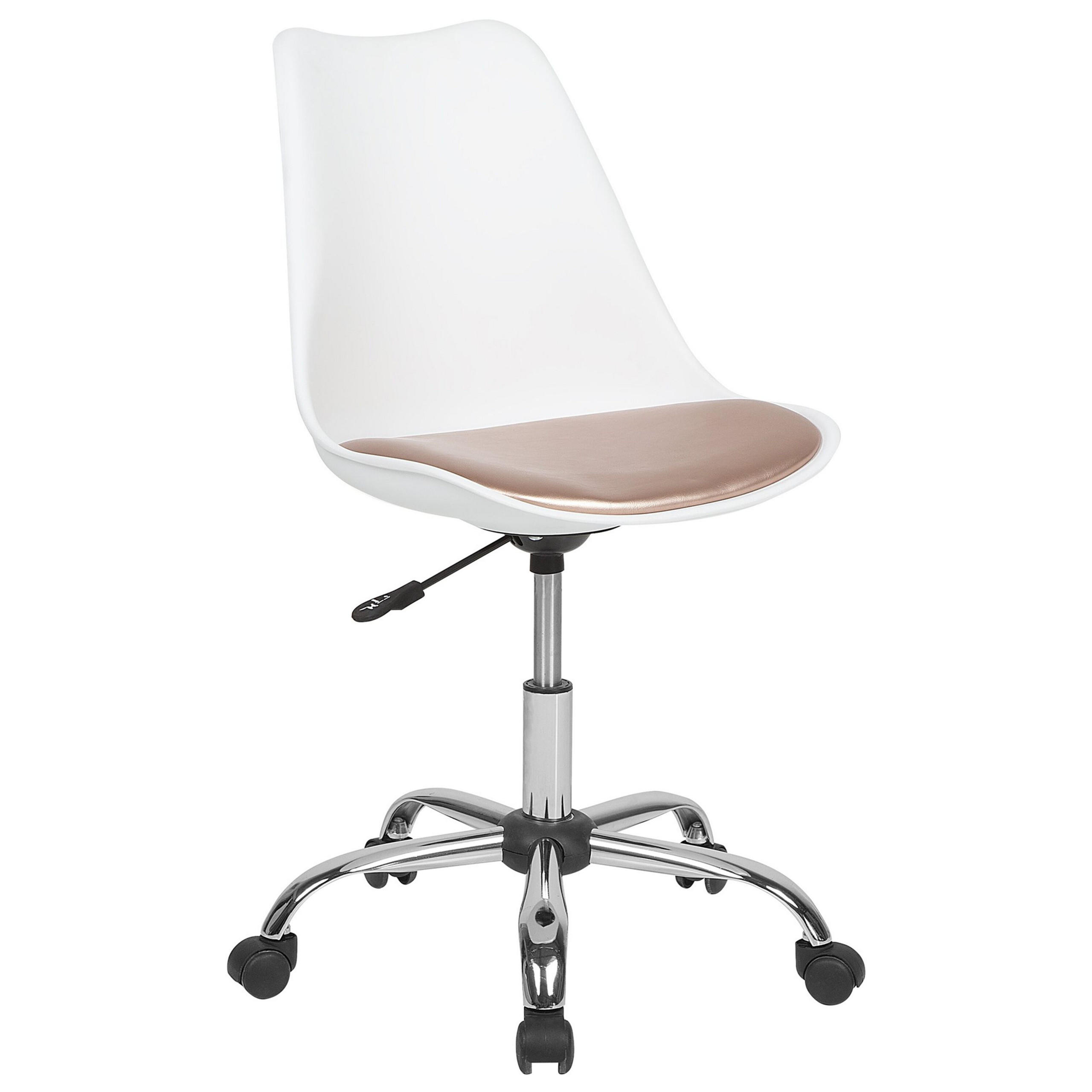 BÜRODREHSTUHL Kunststoff Weiß/Gold Dakota II - Weiß, Kunststoff/Textil (60/79/60cm) - Beliani