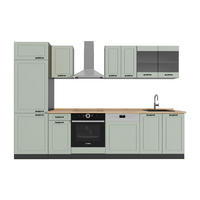 KÜCHENZEILE R-Line, Mint Landhaus/Anthrazit, 300 cm Arbeitsplatte Goldkraft Eiche - Anthrazit/Grün, Holzwerkstoff (300/206.8/60cm) - Vicco