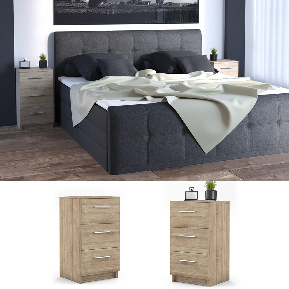 NACHTTISCH Sonoma 38 x 66 cm 2er Set - Braun/Sonoma Eiche, Holzwerkstoff (38/66/35cm) - Vicco
