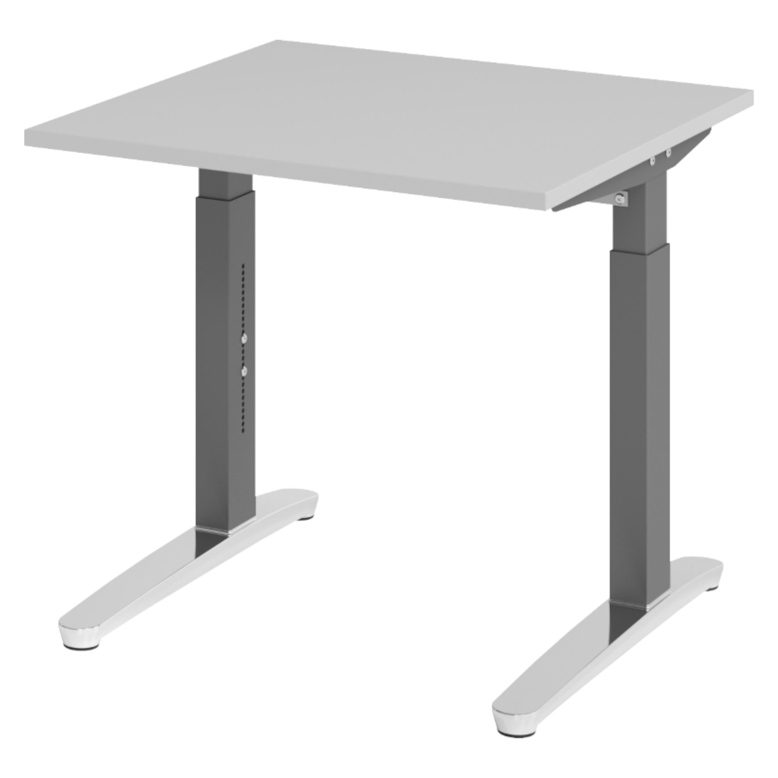 SCHREIBTISCH Serie-XB 80/80/74 cm in Grau/Graphitfarben/Alu poliert - Graphitfarben/Grau, Holzwerkstoff (80/80/74cm) - bümö