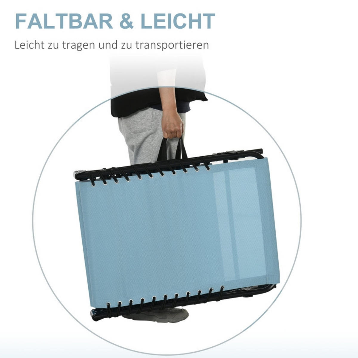 SONNENLIEGE Klappbar Blaugrün - Blau, Metall (58/30/189cm) - ComfortXL