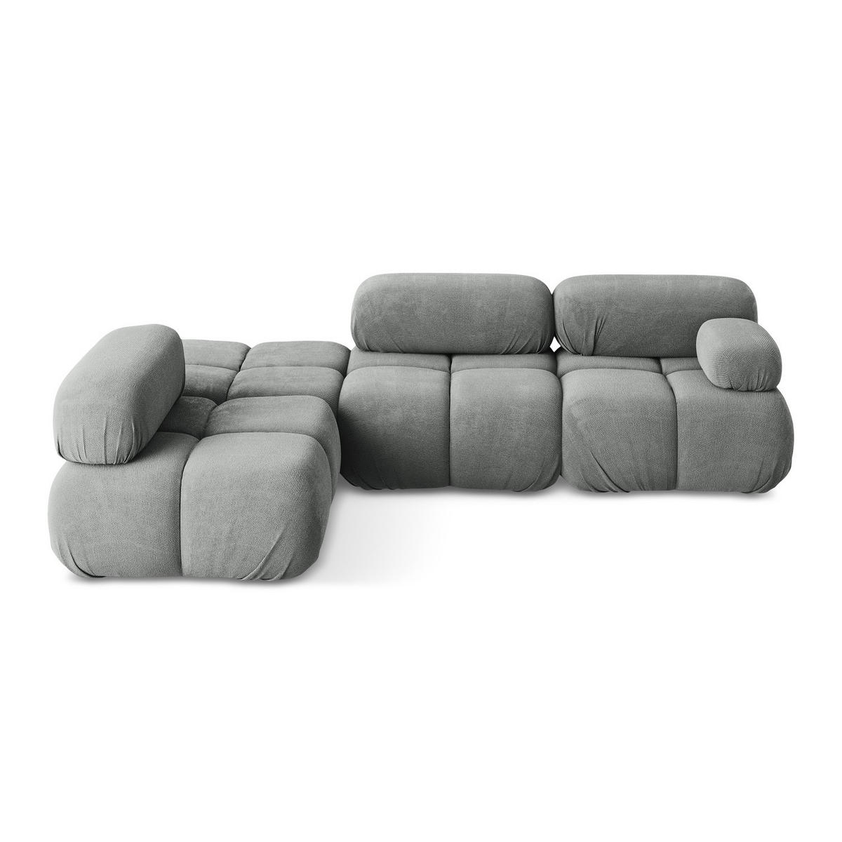 ECKSOFA Links Chenille Stoff Grau - Blau/Schwarz, Kunststoff/Textil (190/285cm) - LaMiaSofa