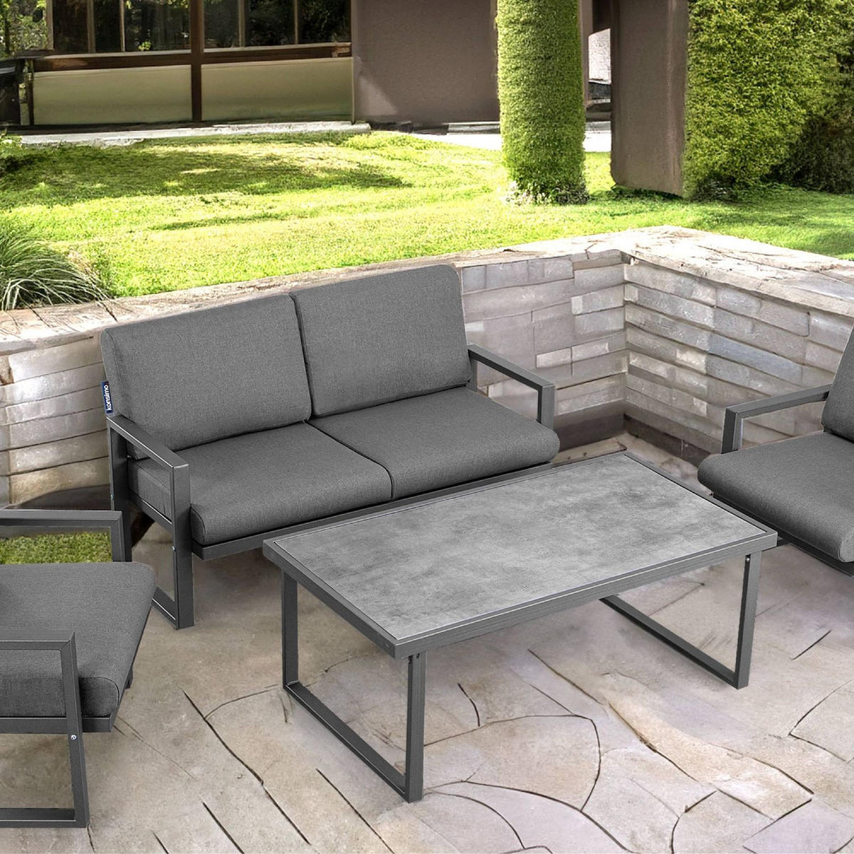 GARTENTISCH FRENA ,Anthrazit - Anthrazit, Keramik/Metall (65/118/45cm) - KONSIMO®