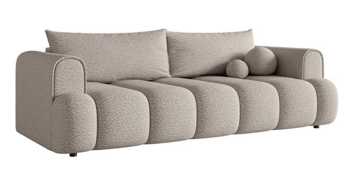 SCHLAFSOFA Dandelino Hellbeige Boucle - Beige/Schwarz, Kunststoff/Textil (250/90/112cm) - Selsey