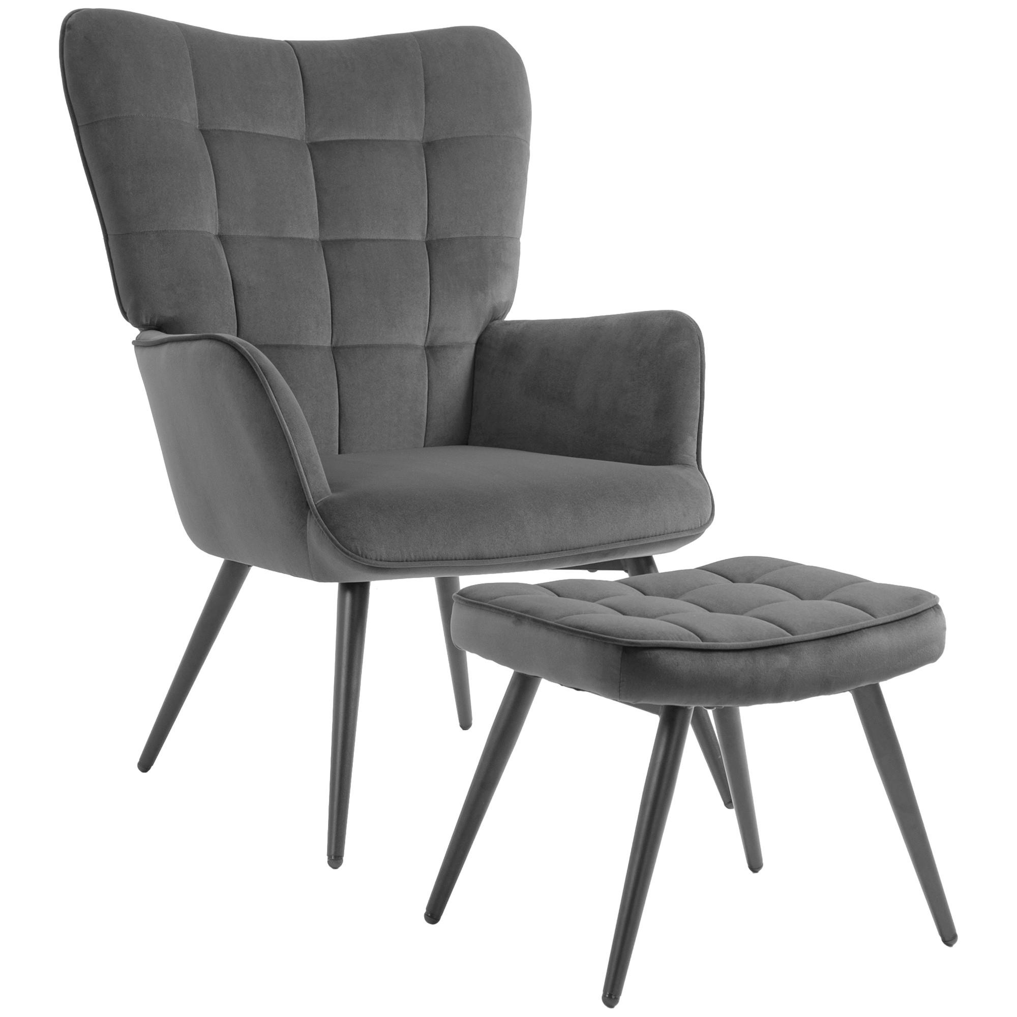 OHRENSESSEL, Relaxsessel - Dunkelgrau, Kunststoff/Metall (77.5/98/73cm) - HOMCOM