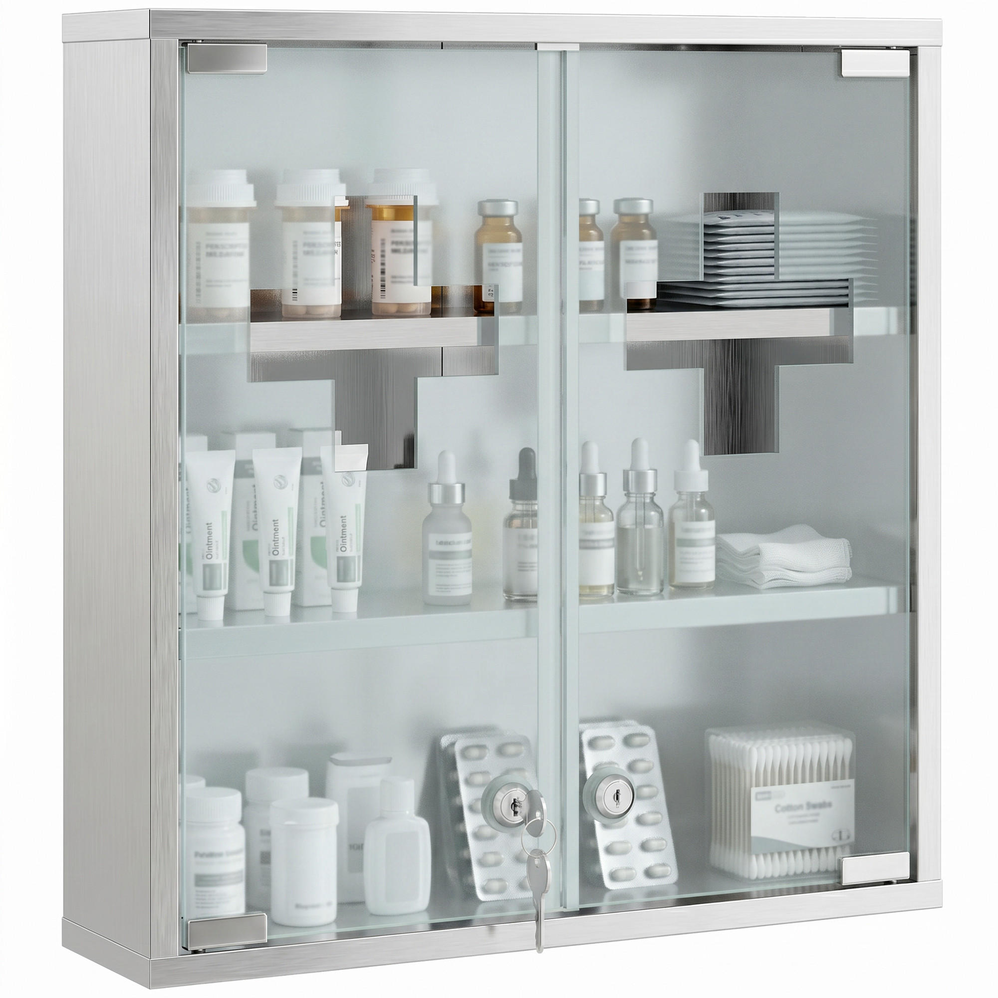 Pangivo Medizinschrank Silber 12x48x46 cm