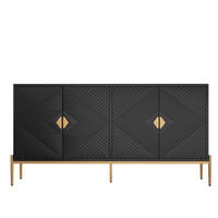 KOMMODE 162/80/40 cm Schwarz aus MDF und Holzwerkstoff mit 4 Türen - Schwarz, Holzwerkstoff (40/80/162cm) - OKMYHOME