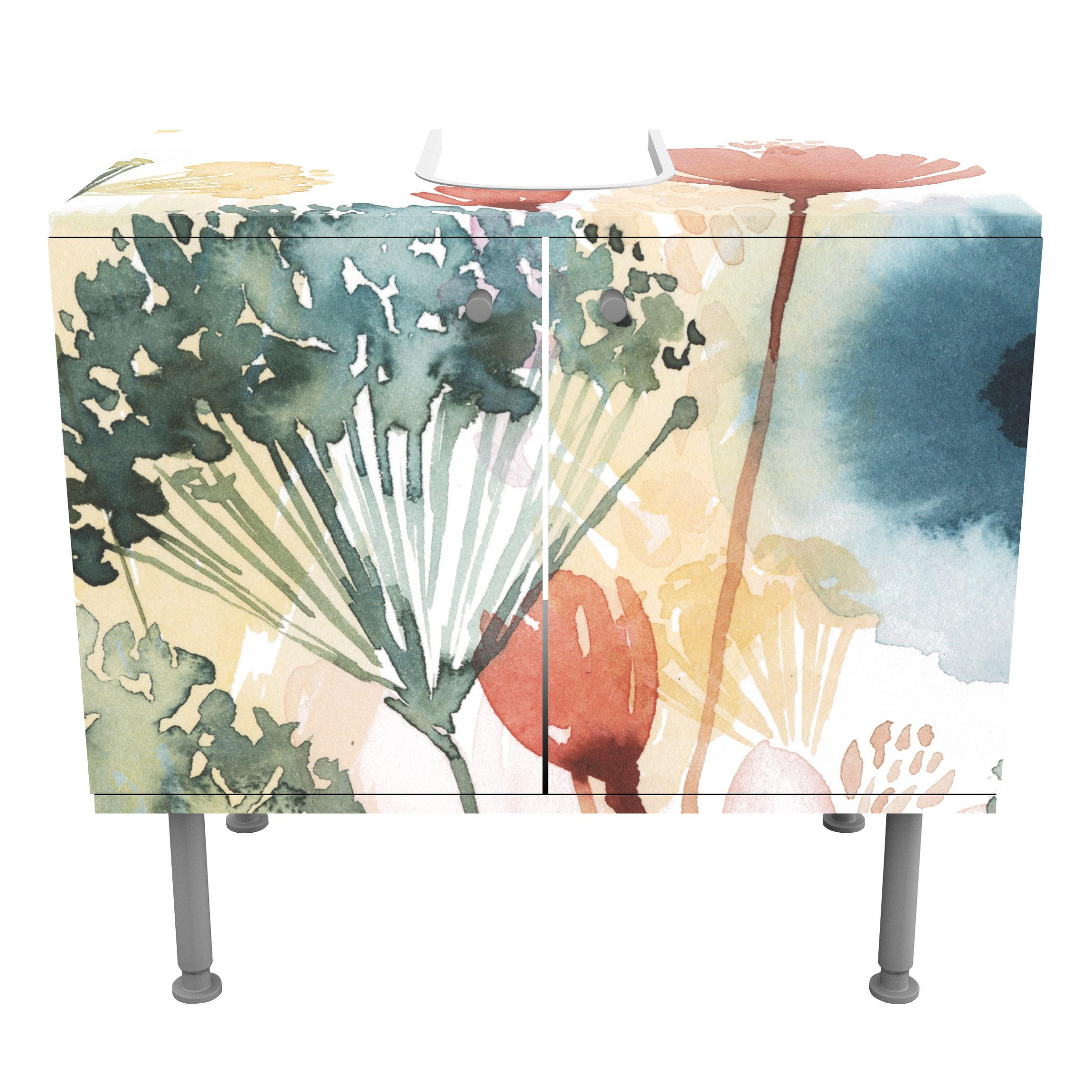 WASCHBECKENUNTERSCHRANK Wildblumen im Sommer I 60/55/35 cm - Weiß, Holzwerkstoff (60/55/35cm) - Bilderwelten