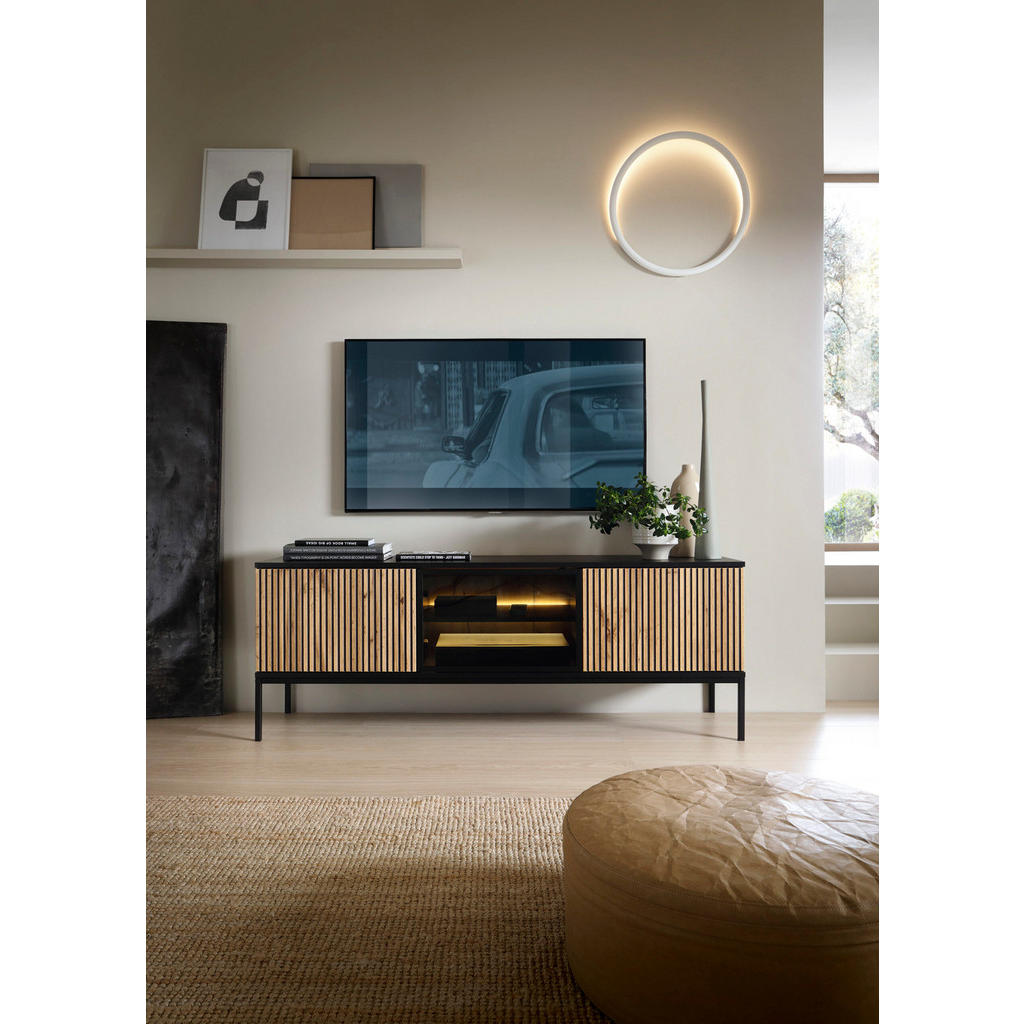 Thumbnail - Möblo Tv-Schrank, Schwarz, Holzwerkstoff, Rechteckig, 154x56x39 cm, Wohnzimmer, Wohnwände, Lowboards, Lowboards stehend