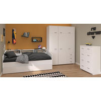 KINDERZIMMER Set 3-tlg. Kleiderschrank Kommode Bett 90x200 cm - Silberfarben/Weiß, Holz/Holzwerkstoff (206/203/113cm) - Parisot Meuble