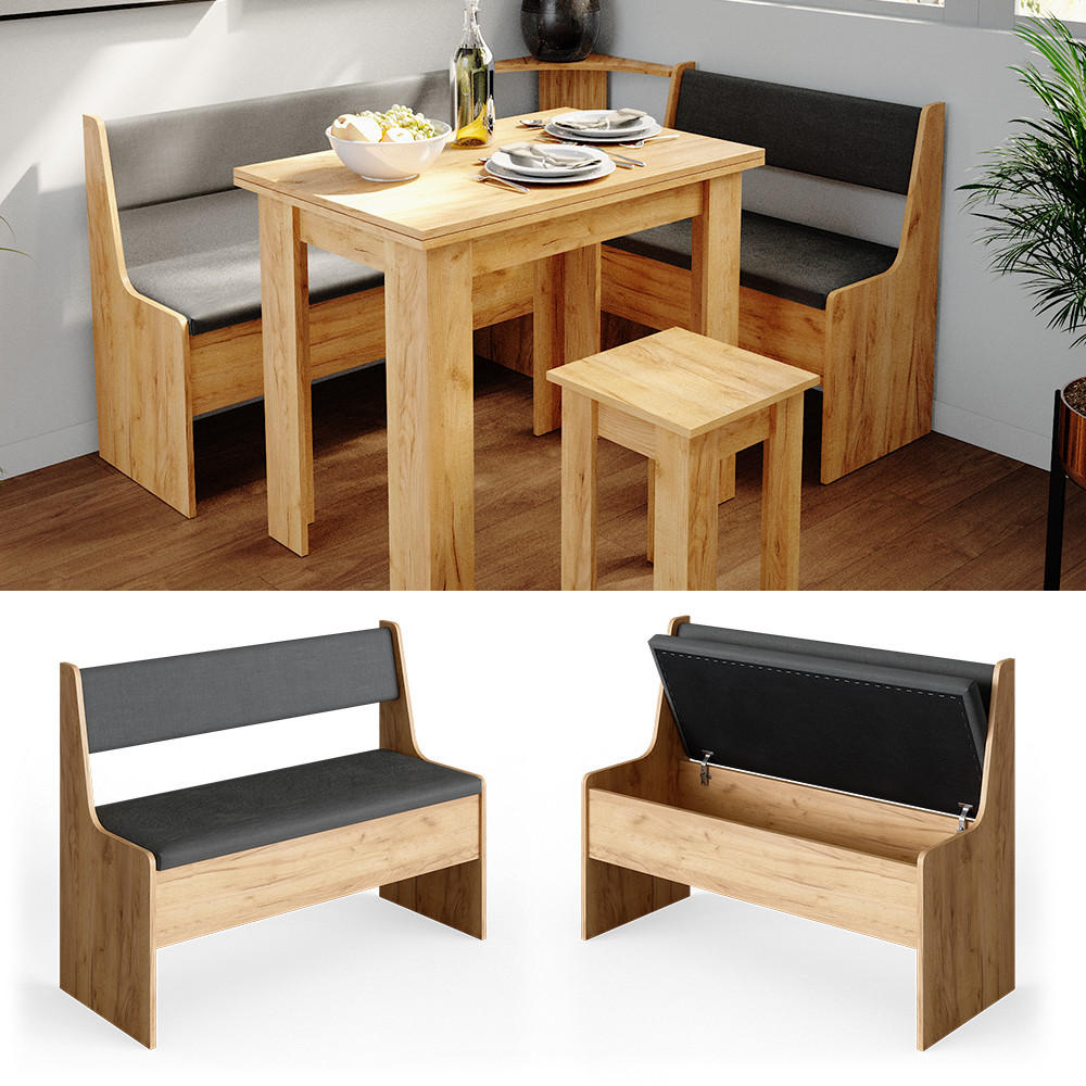 ESSZIMMER-BANK Roman Sandeiche 106.6 x 41.5 cm - Anthrazit/Eiche Wotan, Holzwerkstoff (41.5/80/106.6cm) - Vicco