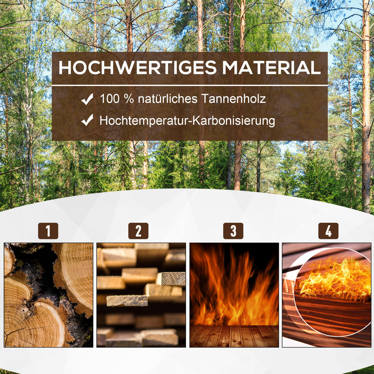 HOCHBEET Pflanzkasten Pflanzbeet Gemüse Blumenbeet Blumenkasten, Tannenholz, Natur - Fichtefarben, Holz (38.5/40/100cm) - Outsunny