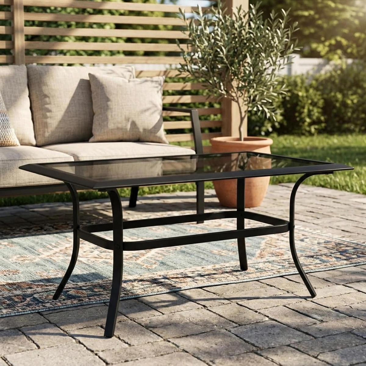 BEISTELLTISCH Ashford - Gestell aus Alu und Stahl, schwarz, Tischplatte Glas grau 61x102x48 cm - Schwarz, Metall (102/61/48cm) - TPFGarden