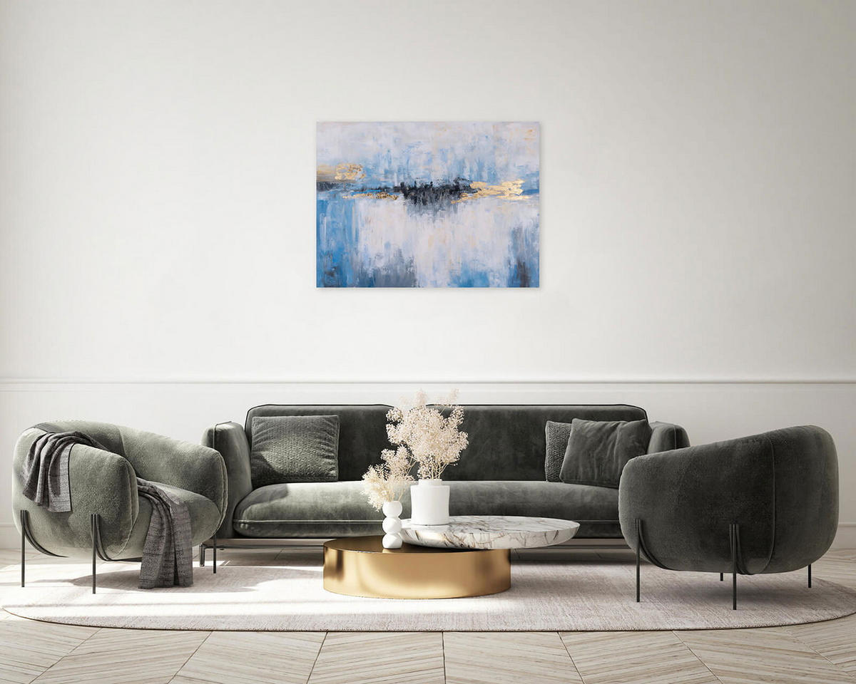ACRYLBILD HANDGEMALT 100/75 cm - Blau/Weiß, Holz/Textil (100/75cm) - KUNSTLOFT
