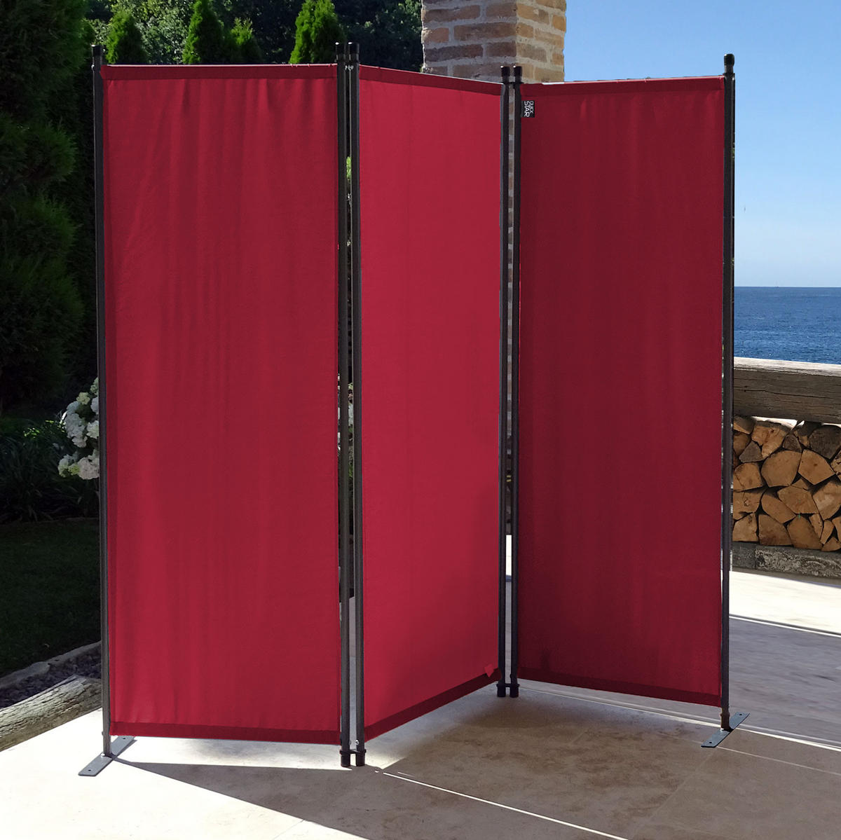 PARAVENT 3-tlg. 170x165 cm Rubinrot - Rot, Metall (170/165cm) - QUICK STAR