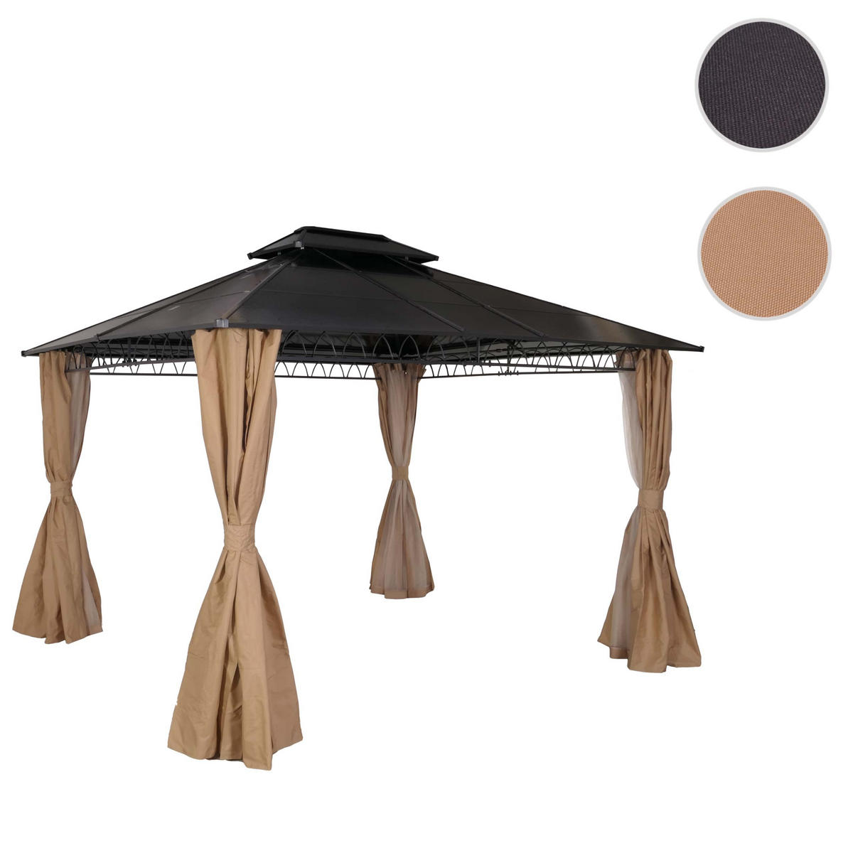 PERGOLA Hardtop 290x360x300cm Seitenwand/Moskitonetz Creme - Creme, Metall (360/290/300cm) - BERLINLODGE