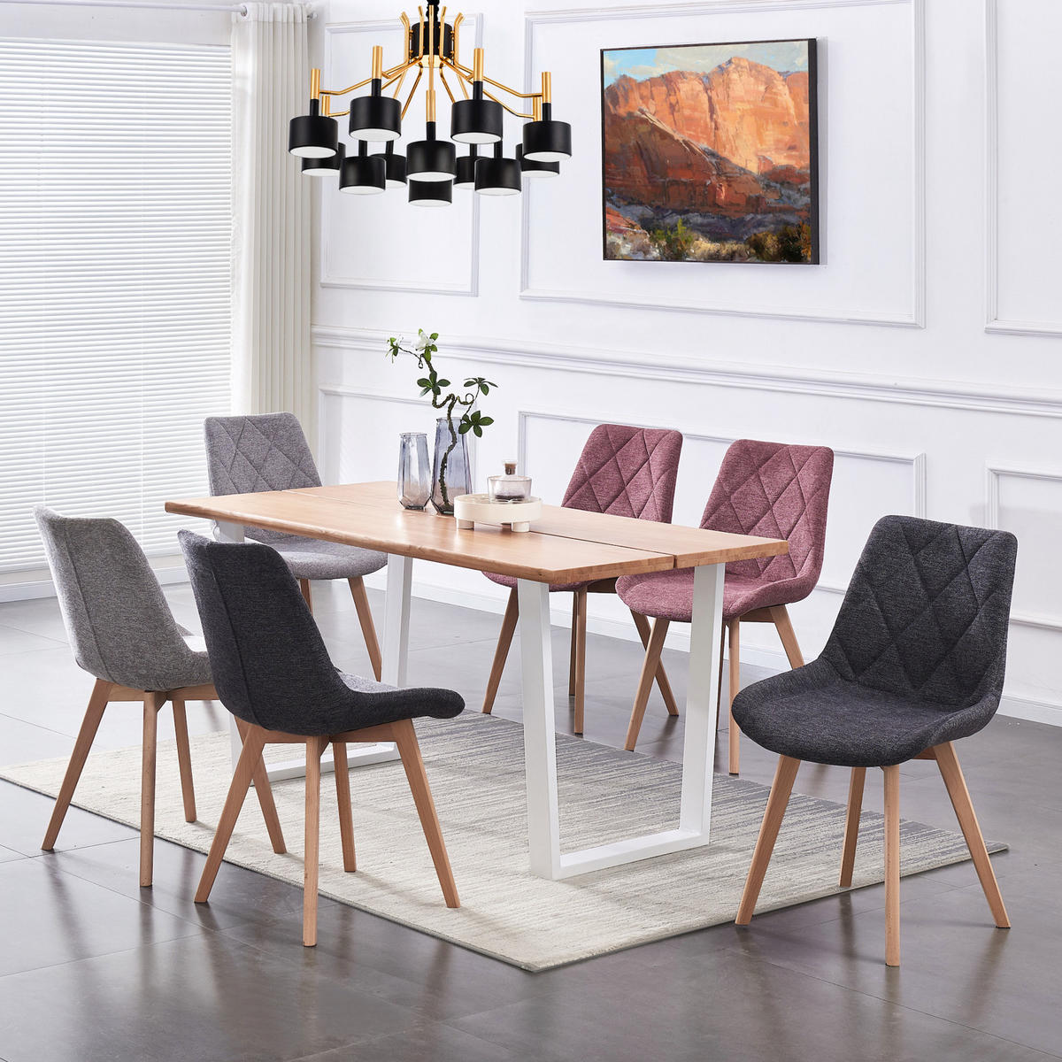 STUHL TANIA Anthrazit 2 Stück - Anthrazit, Holz/Textil (52/88/60cm) - B&D Home