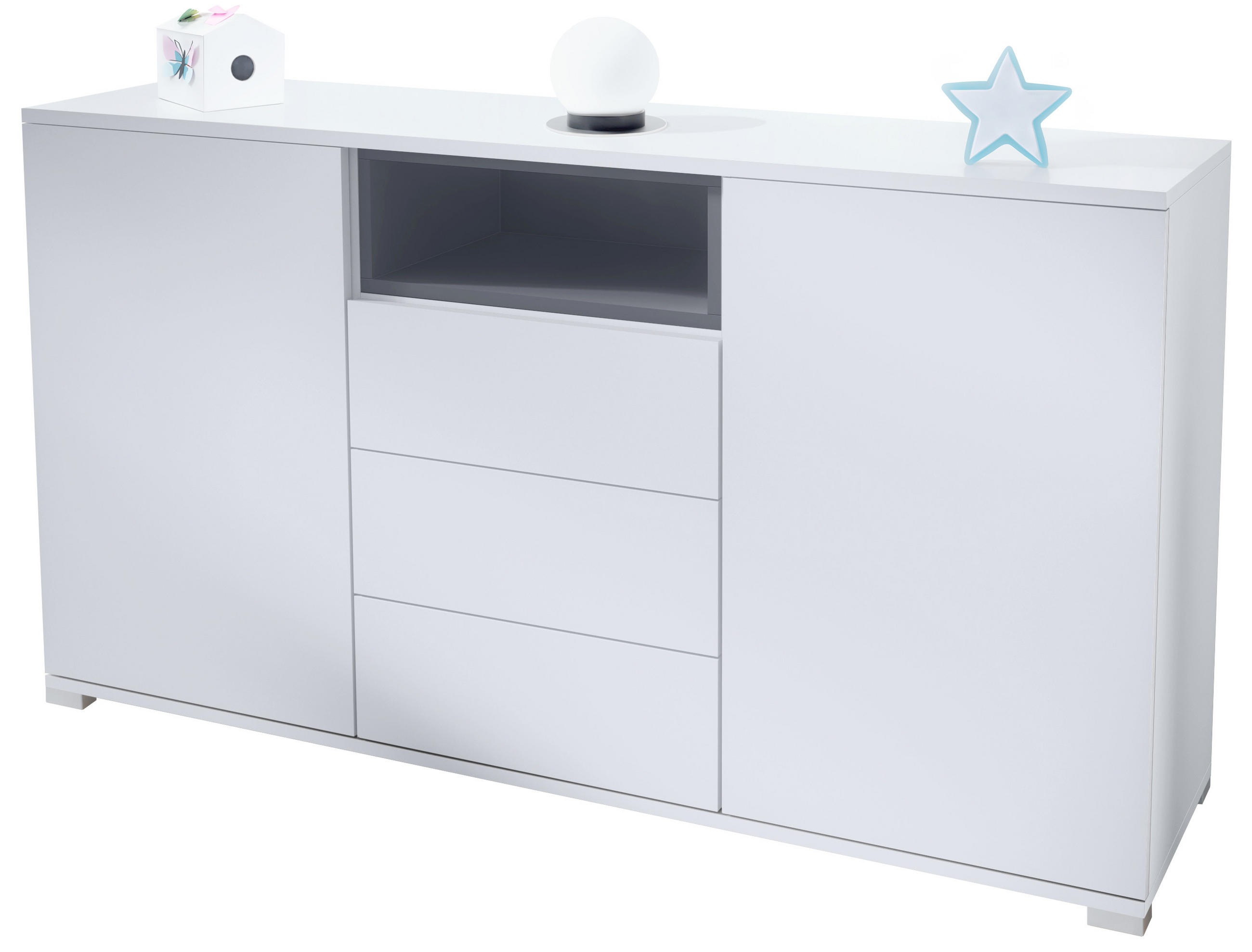 SIDEBOARD Skadu Anthrazit matt - Anthrazit, Holzwerkstoff (138.5/75.5/35cm) - Vladon