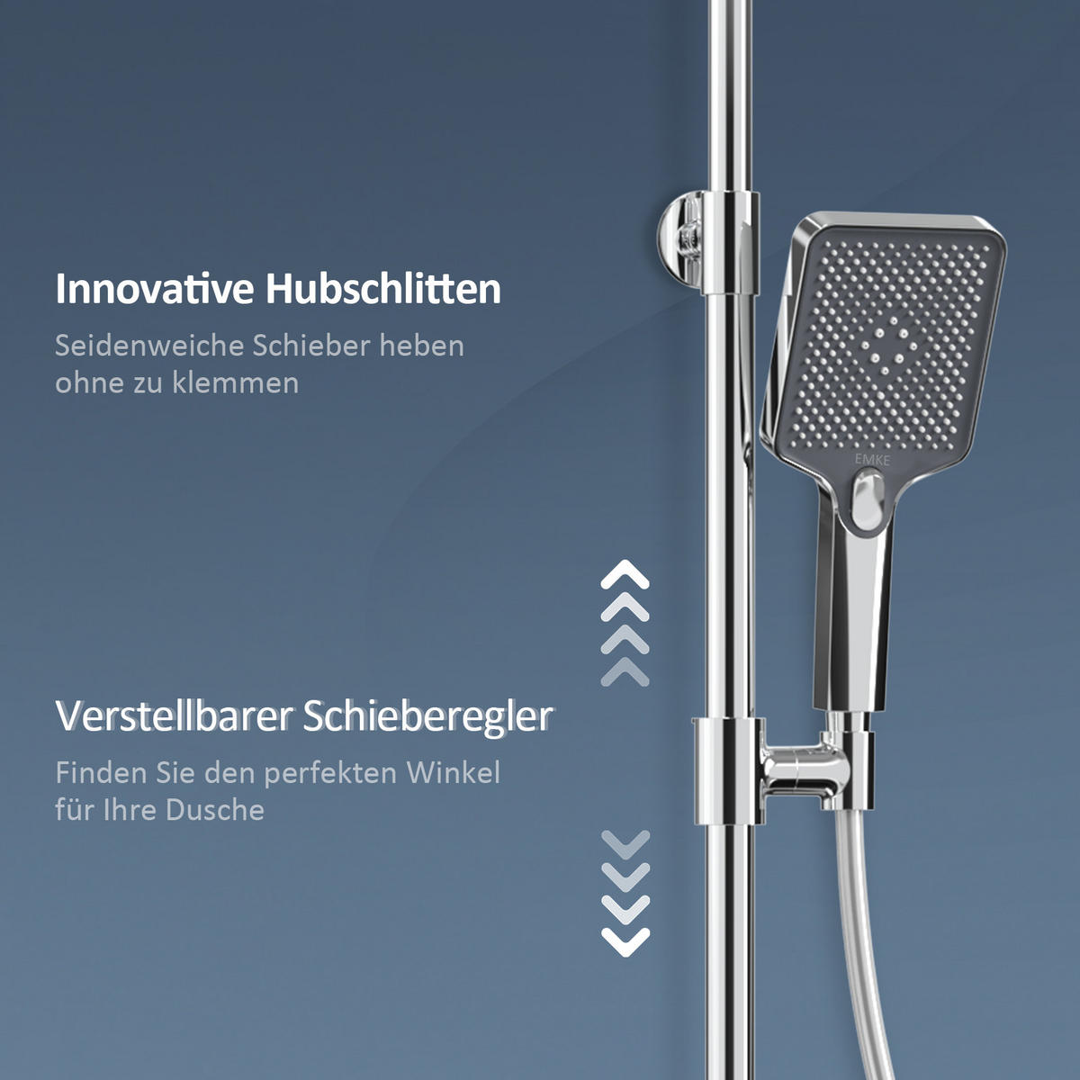 ÜBERKOPFBRAUSESET mit Drei Wasserauslassmethoden Thermostat mit Ablage Chrom - Chromfarben, Metall (44.5/127/45cm) - EMKE