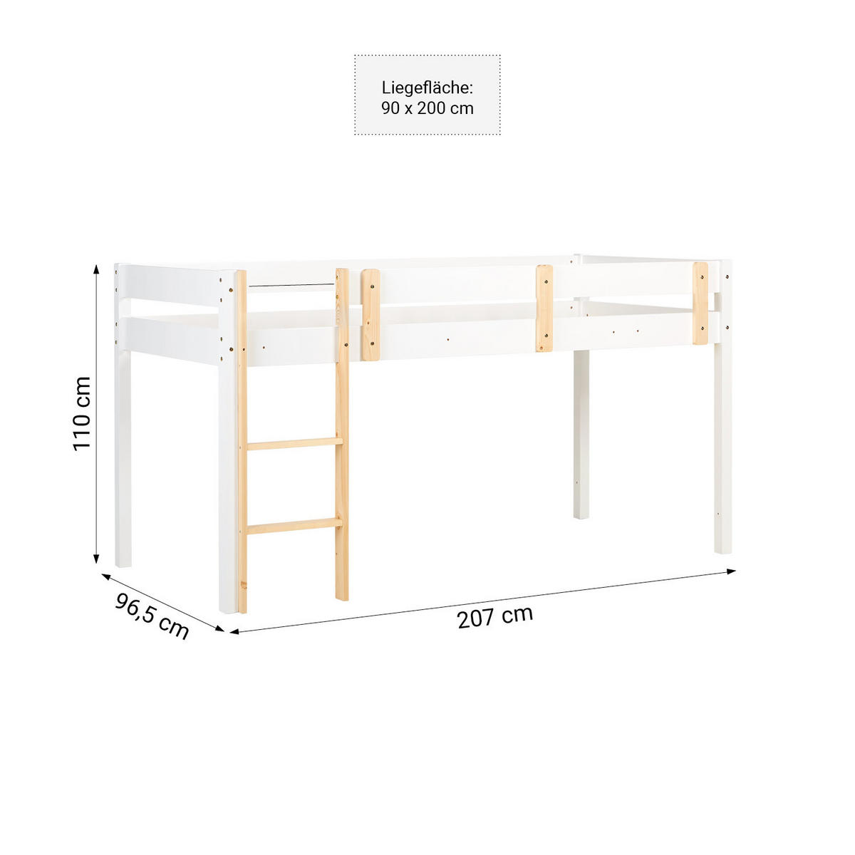 HOCHBETT 90/200 cm mit Lattenrost - Weiß, Holz - Homestyle4u