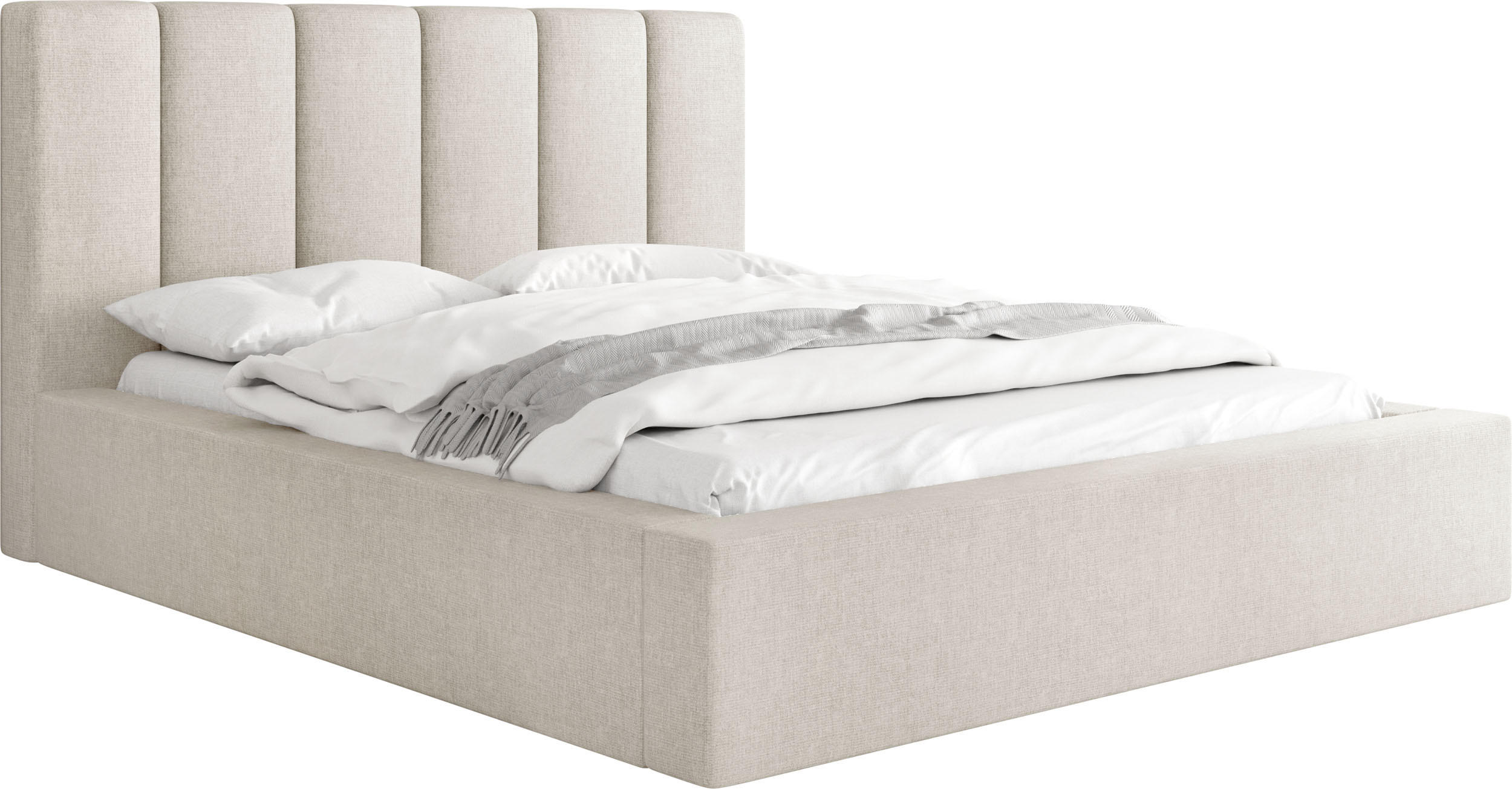 POLSTERBETT Amira - Ecru/Birkefarben, Holzwerkstoff/Kunststoff (120/200cm) - WFL GROUP