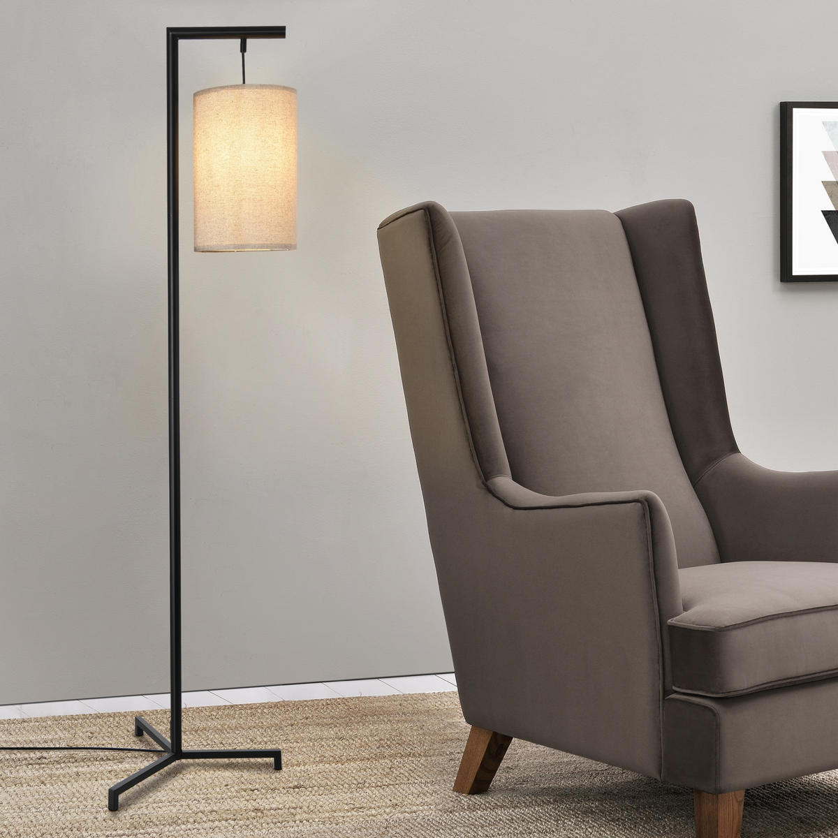 STEHLEUCHTE Skaun - Beige, Metall (42/42/161cm) - lux.pro