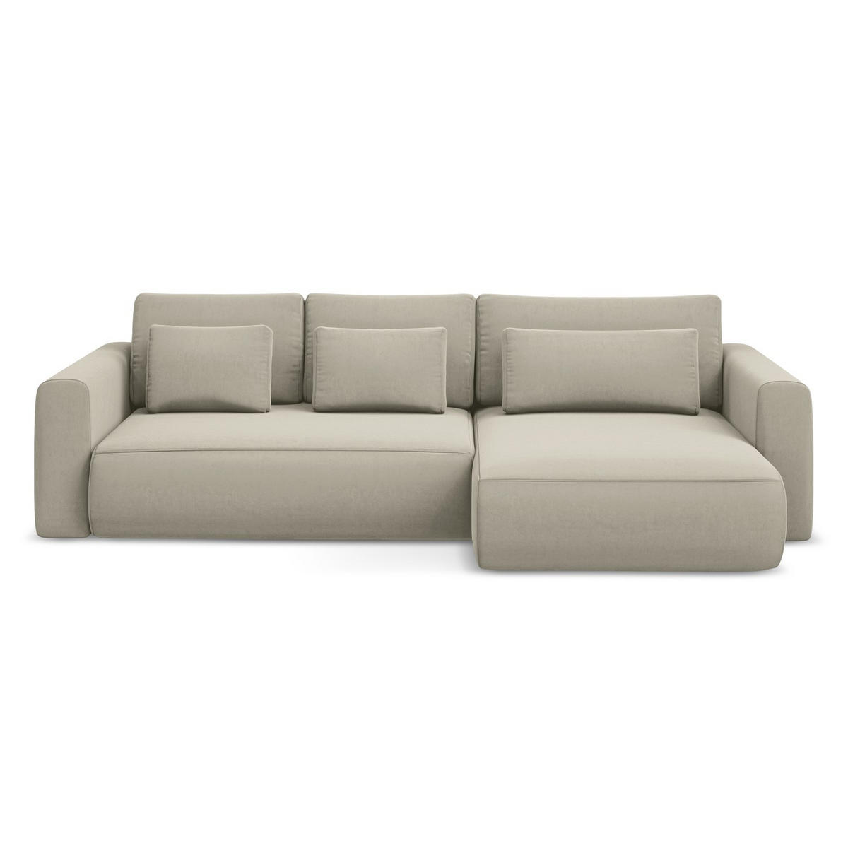 ECKSOFA mit Schlaffunktion Samt Stoff Creme - Perlmutt/Creme, Kunststoff/Textil (278/149cm) - LaMiaSofa