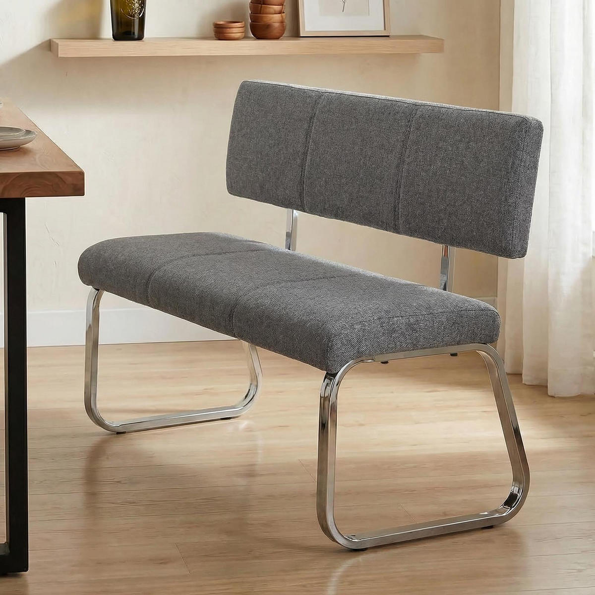 ESSZIMMERBANK VILAS grau - Grau, Textil/Metall (136/89/59cm) - IDIMEX